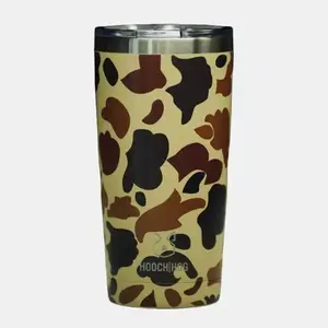 Hooch|Hog 20 oz Old School Camouflage Coffee Cup with Lid | Stainless Steel Insulated Travel Tumbler | Cup Holder Friendly Drinkware Collection