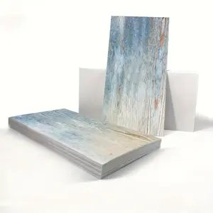 4/12pcs Self-Adhesive Oil-Resistant Kitchen Wall Stickers, Vintage Blue Wood Grain Waterproof Removable Tile Decals, Bathroom Laundry Room Renovation Decorative Wallpaper