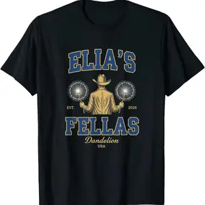 Elia's Fellas Dandelion USA Funny Western Fella T-Shirt, Funny Vintage Cowboy Meme Graphic Tee, Quirky Americana Humor Shirt, Unisex Casual Gift