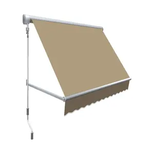 212 MAIN Outdoor Retractable Window Awning - 3 ft. Mesa Model, Tan Acrylic Fabric, Fully Assembled, Manual Gear, Wall Mounted, 24x24 in. | Canopy Sunshade Awnings, Modern, Outdoor Rated, Shade, UV Resistant, Modern Awnings