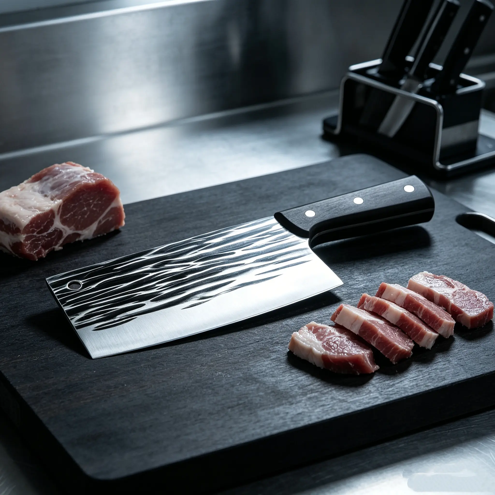 7-Inch Stainless Steel Meat and Vegetable Cleaver Knife, Ergonomic Sturdy Wooden Handle, Scratch Resistant Kitchen Knife