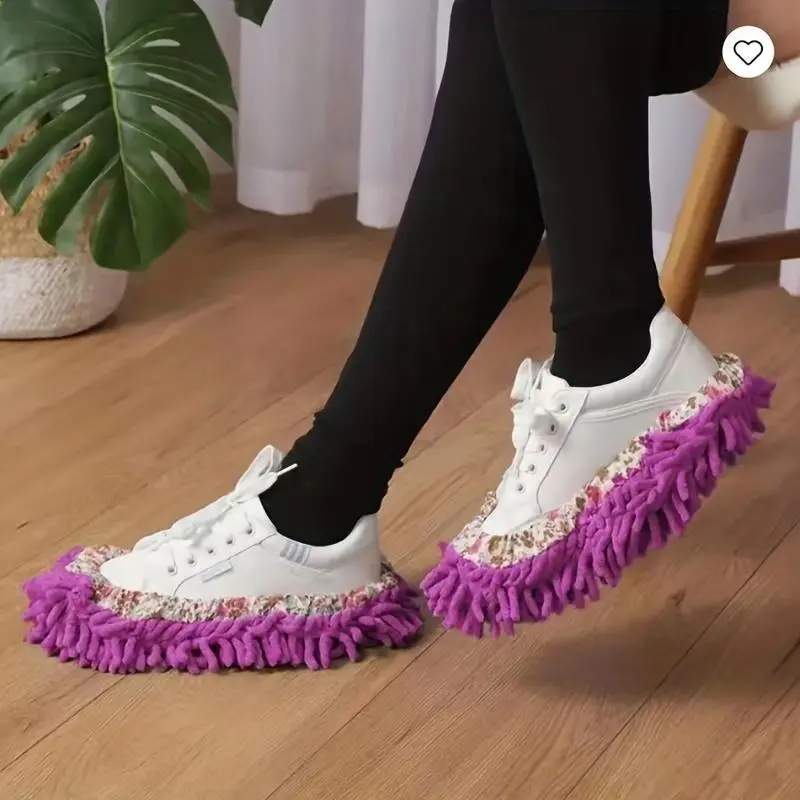 2pcs Household Kitchen Slippers, Multifunctional Floor Dusting Slippers, Microfiber Cleaning Shoes For Household Floor Cleaning, Bathroom And Office Shoe Covers, Multifunctional Washable Reusable Mop, Floor Cleaning Tool