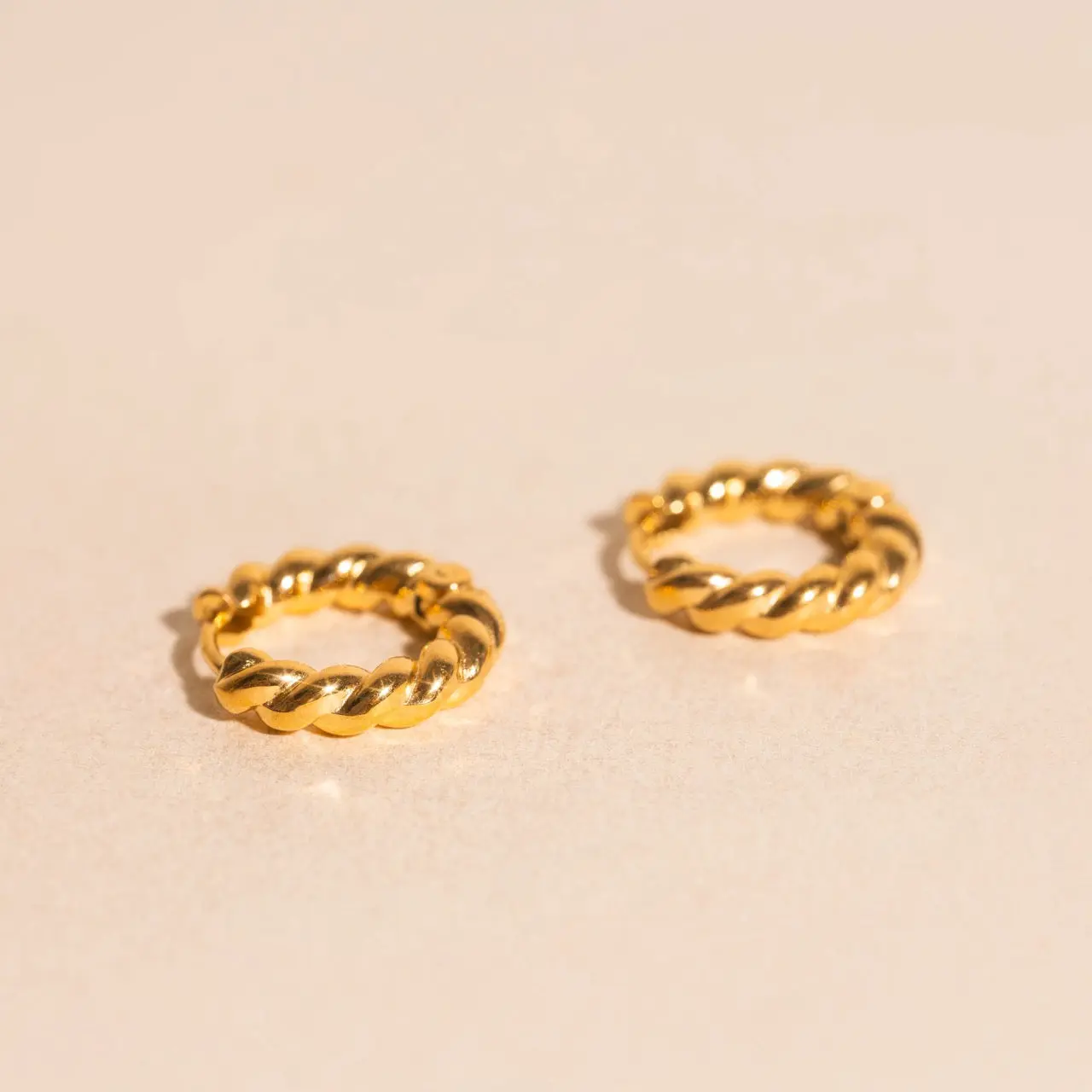 Rope Chunky Rounded Huggie Hoop Earrings