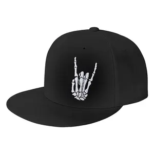 Skeleton Hand Snapback Hat for Men Women, Skull Finger Flat Bill Baseball Cap, Fathers Day Halloween Birthday Gifts for Dad Mom Grandpa Husband Wife