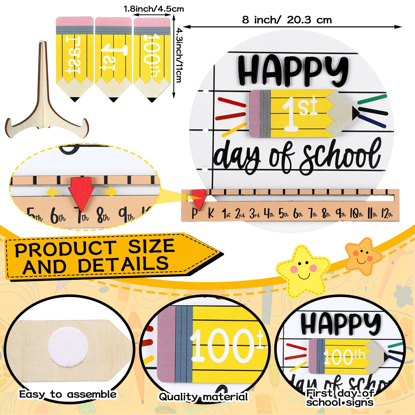 First & Last Day of School Sign Reusable Dry Erase 8" - Back to School Board Gifts Wooden Pencil Style, Cute Pencil Bow Notebook Design for Pre-K Kindergarten Photo Props First Day Last Day Traditions Teachers Parents Essentials Class of 2026 First & Last Day of School Sign Reusable Dry Erase 8" - Back to School Board Gifts Wooden Pencil Style, Cute Pencil Bow Notebook Design for Pre-K Kindergarten Photo Props First Day Last Day Traditions Teachers Parents Essentials Class of 2026