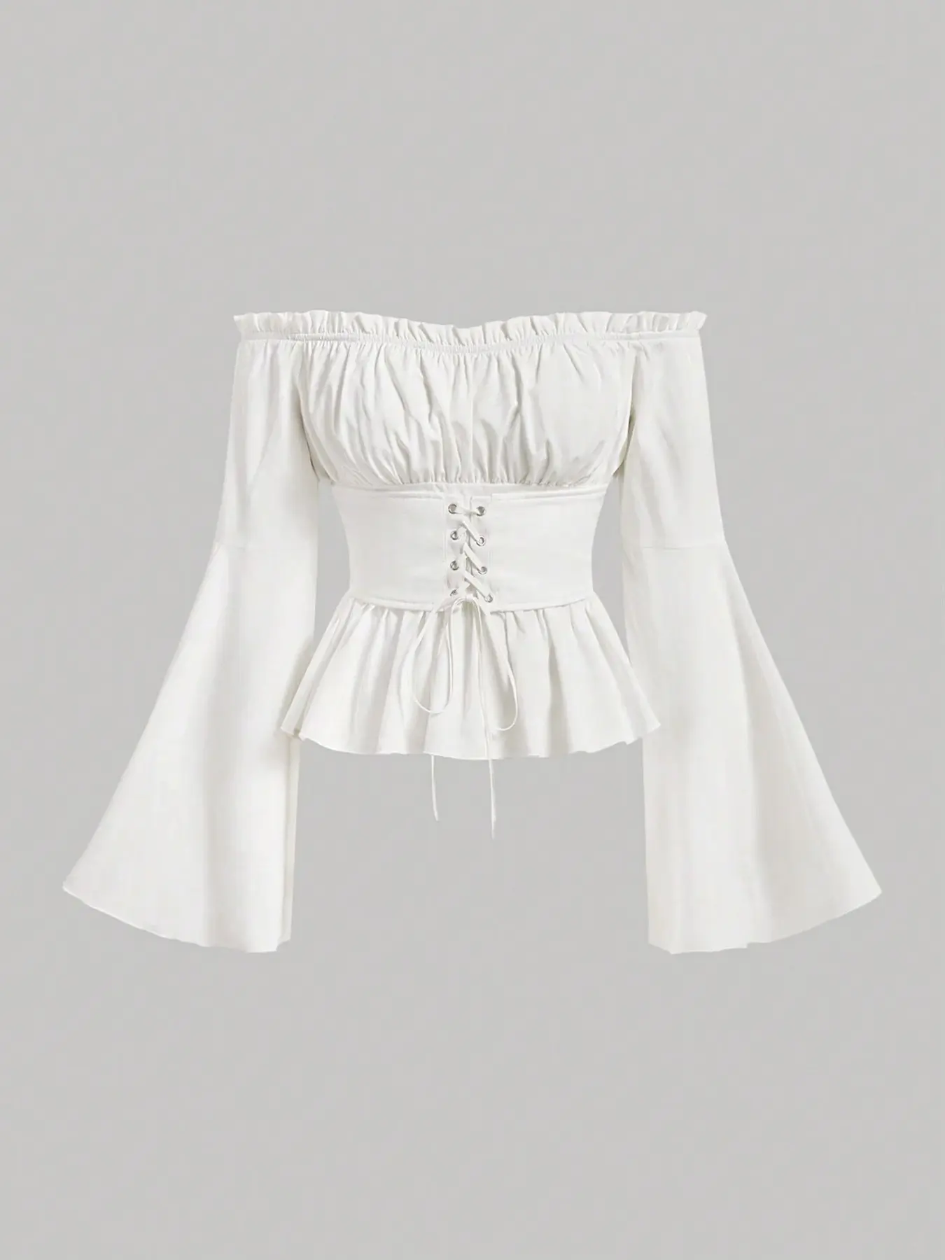 White long sleeve baloon top - TikTok Shop