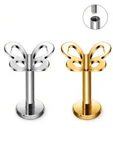 Butterfly-Shaped F136 Titanium Ear Studs, Hypoallergenic Ear Bone, Lip & Nose Studs, Punk Style, Unisex Design, All-Season Accessory