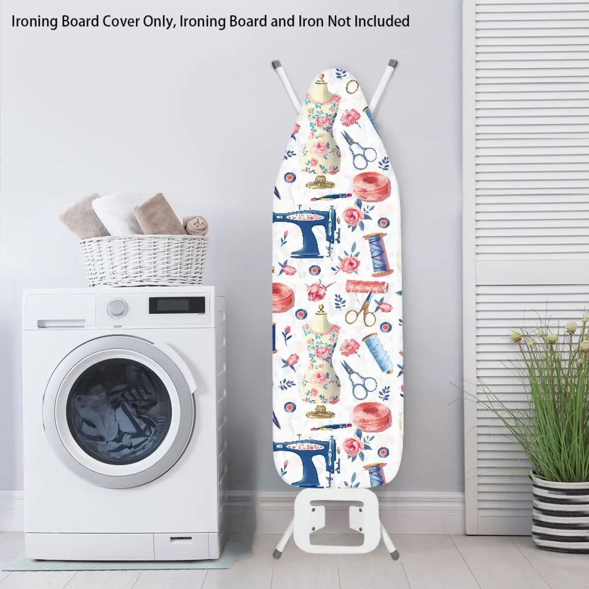 Vintage Floral Sewing Ironing Board Cover, Durable Heat-Resistant Pad Cover for Standard-Size Ironing Boards, Laundry Room Home Decor Accessory cotton
