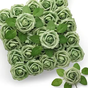 25 Elf Green Artificial Roses with Stems - Realistic PE Foam Flowers for DIY Wedding Bouquets, Centerpieces, and Home Decor - Perfect for Outdoor Celebrations, Parties, Seasonal Events, Artificial Flowers For Outside