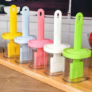 4PCS Silicone Basting Brush with Oil Dispenser Bottle All-in-One Kitchen Tool Heat-Resistant For Cooking, Grilling, Baking, BBQ Mess-Free Oil Application Food-Grade Plastic Reusable & Easy to Clean Essential Kitchen Gadget -RR