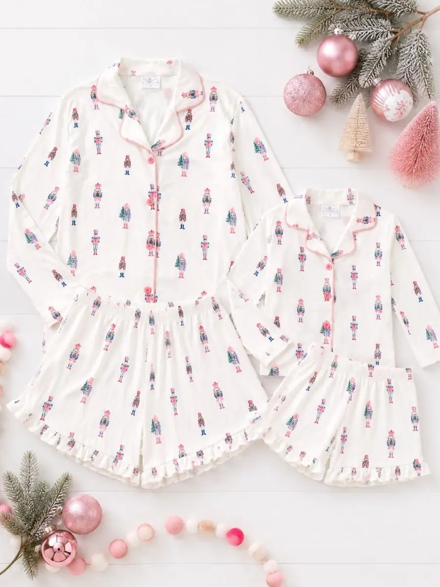 Pink Nutcracker Mommy & Me Christmas Pajama Sets