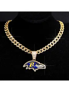 Best-selling Rugby Team Ravens Pendant Hip-hop Personalized Oil-drip Cuban Chain Necklace