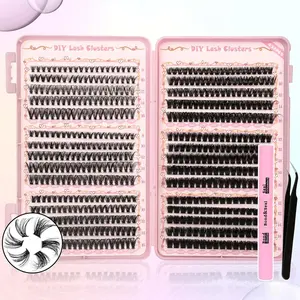 DIY Lash Clusters Kit Volume Lash Clusters Thick Eyelash Extension Kit Individual Lashes Thin Band Lashes Clusters Lash With Tweezers