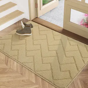 Indoor Doormat,Front Back Door Mat Rubber Backing Non Slip Door Mats 32"x40" Absorbent Resist Dirt Entrance Doormat Inside Floor Mats for Entryway Washable Low-Profile(Beige)