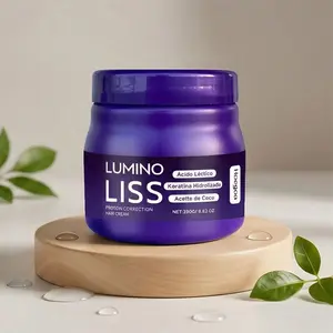 Protein-based hair straightening cream: Hydrates, smooths, and reduces frizz. Contains hydrolyzed keratin/coconut oil for deep nourishment, smoothness, and gentle care without damaging hair. Coconut oil and keratin hair conditioner 250g Haircare Gel