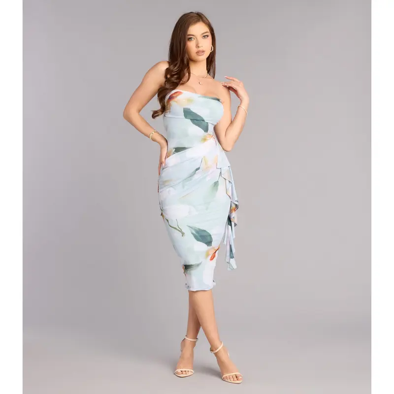 knee length dresses for ladies Long sleeve midi dress