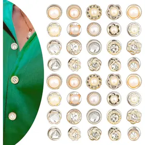 40 count Women Shirt Brooch Pins,No Sew  Cover Up Pins,Rhinestone and  Buttons for Women Fashion, Replacement Safety Button for Clothing Shirt Dress Sweaters Coat Shawl