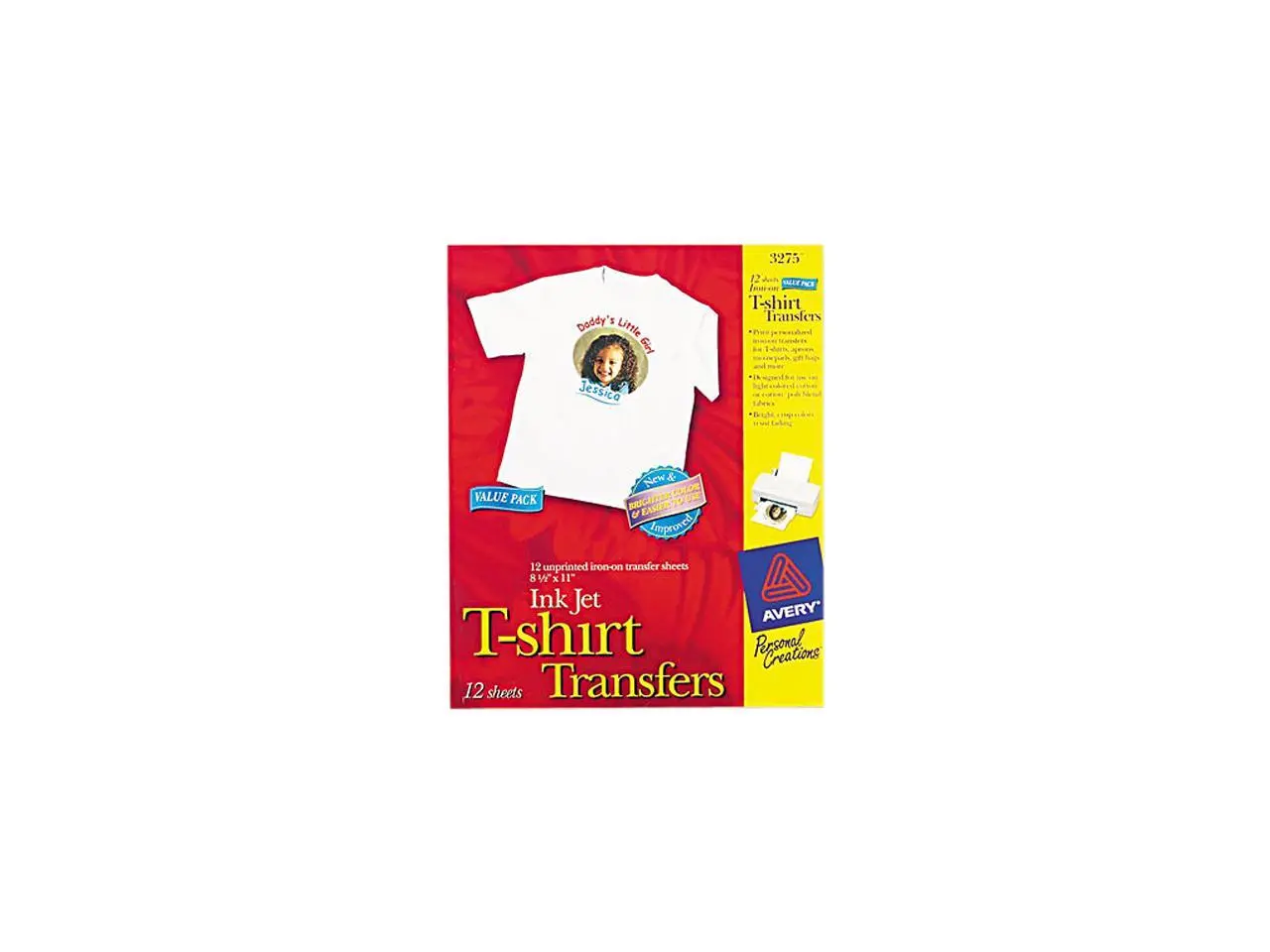 Avery Light T-Shirt Transfers, 8-1/2" x 11", 12 Transfers (3275) Avery Light T-Shirt Transfers, 8-1/2" x 11", 12 Transfers (3275)