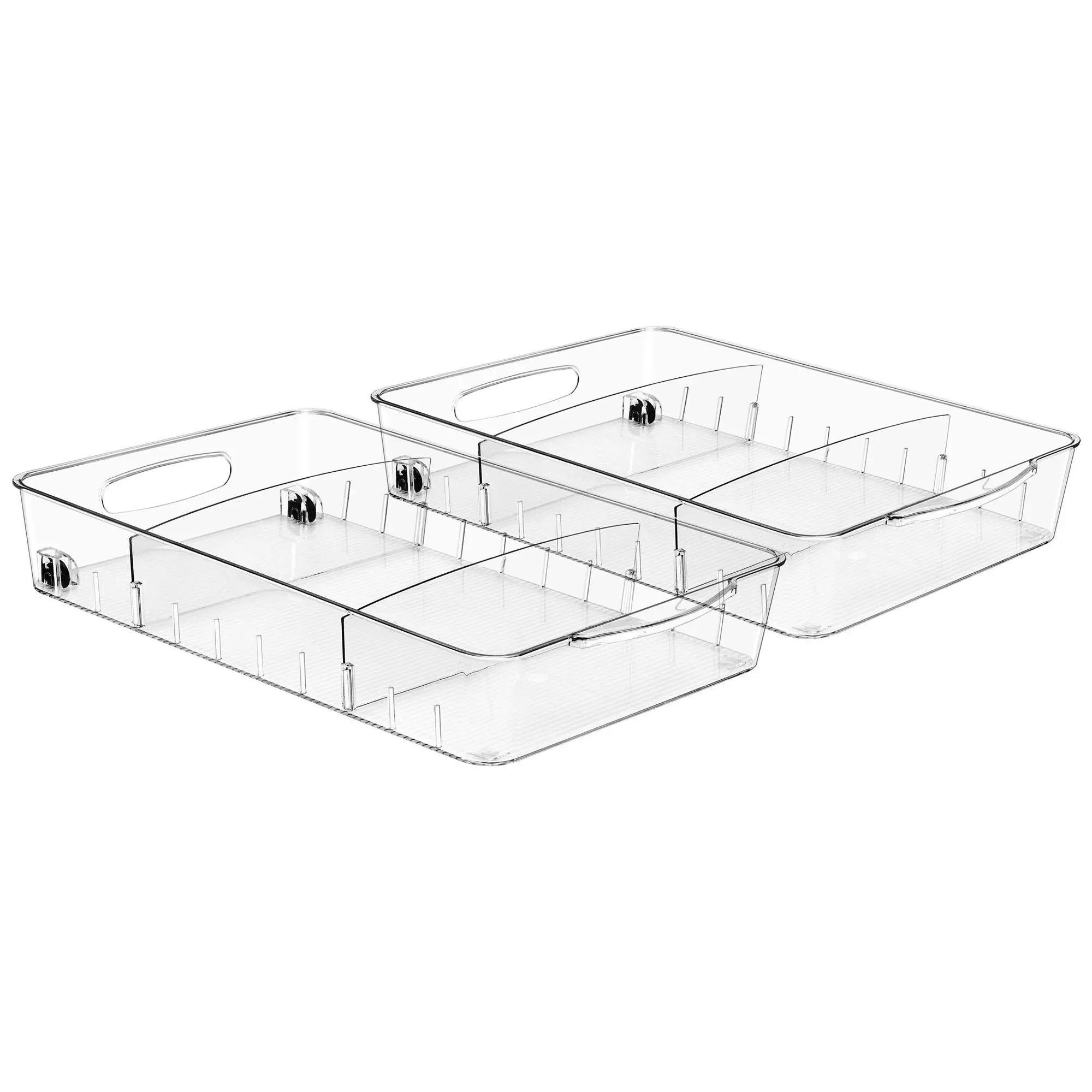 Sorbus Clear Organizing Bins on Wheels with Dividers - 2PK, LG