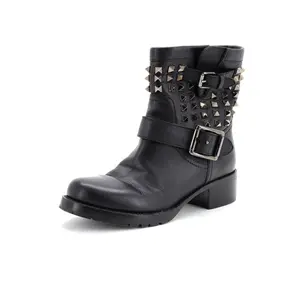 Pre-owned Valentino Garavani Women's Rockstud Biker Boots Leather by Rebag
