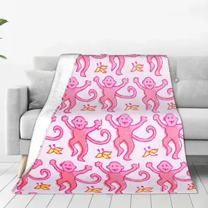 Preppy Roller Monkeys Rabbit Blankets Portable Flannel Sofa Throw Blanket for Home Bedroom Outdoor Throws Bedspread Quilt Soft Comfortable Versatile Design