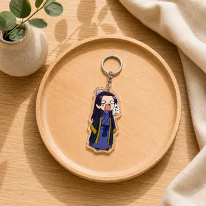 Funny Chibi Anime Acrylic Keychain, Cute Cartoon Character Charm, Kawaii Manga Key Ring, Nerdy Bag Accessory, Gift for Anime Fans Friends