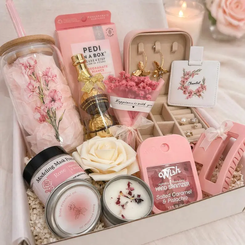 Personalized Gift Box for Her, Graduation Gift, Birthday Gift, Custom Birth Flower Tumbler Gift Set