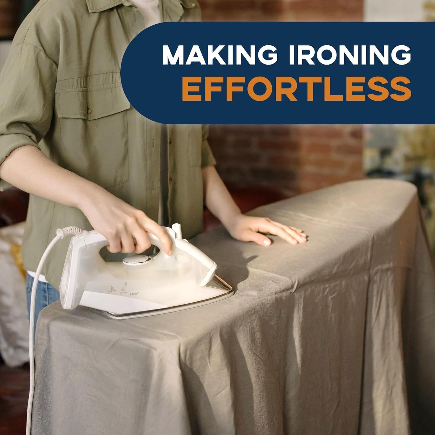 Ironing Board Full Size 54"x13" Heavy Duty Compact Ironing Board with Iron Rest, Heat Resistant Cover with Ultra Thick Padding, Height Adjustable Sturdy Iron Stand, Black