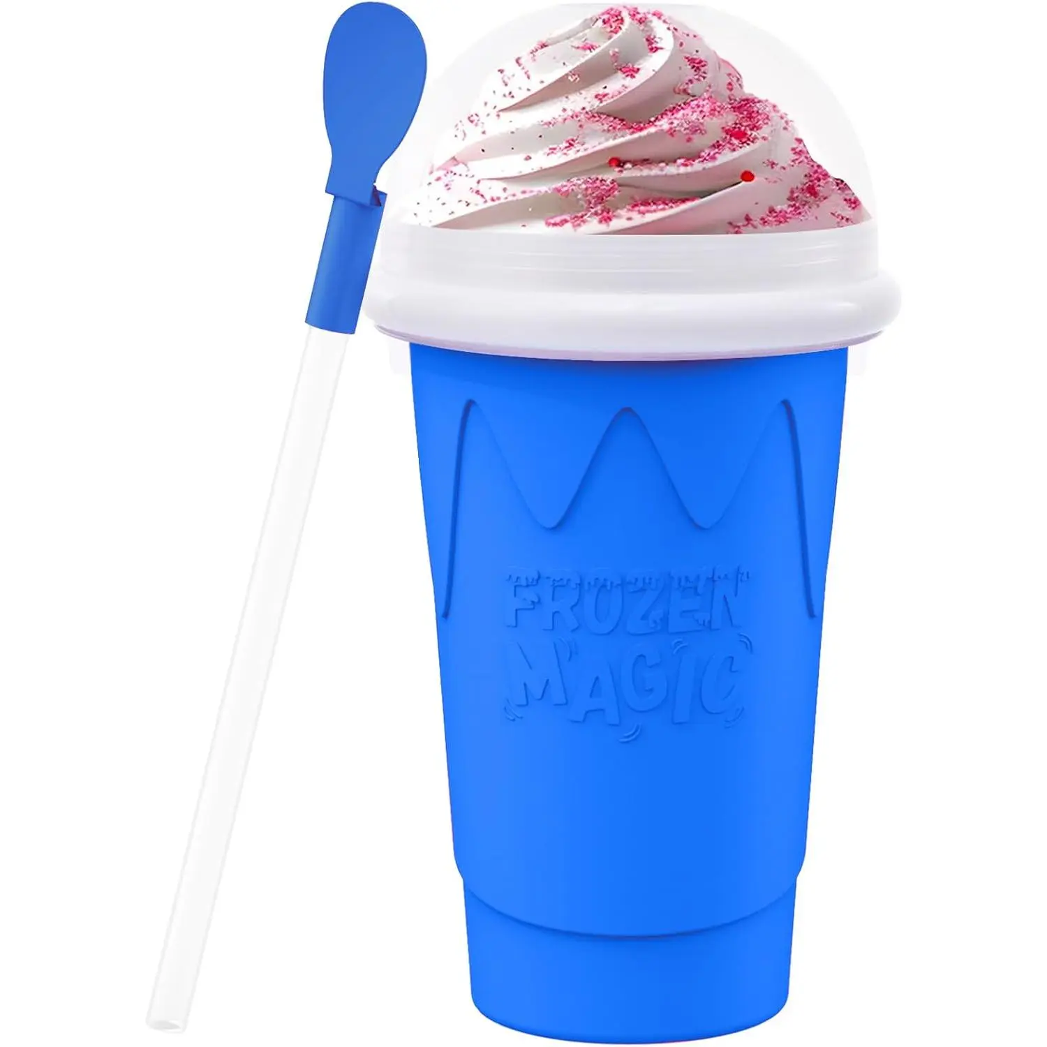 500ML Slushie Maker Cup,Quick Frozen Magic Cups for Homemade Milk Shake Ice Cream Maker, Double Layer Squeeze Slushy Maker Cup, Birthday Gifts for Friends,Family(Blue, 500ML)