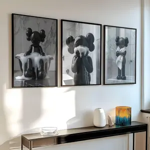 Hypebeast Bathroom Art Prints Set 3 Figure Outline Poster Set - No Frame