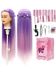 28-Inch Synthetic Fiber Mannequin Head, Unisex Adult Hairdresser Training Tool, DIY Braiding & Hairdressing Practice, Makeup Practice