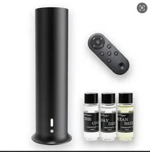 Portable Modern Waterless Smart Metal Aromatherapy Diffuser - Home Fragrance Machine with Remote Control, 3 Fragrance Oil Bottles, USB Adapter, Mist Diffusion for Bedroom, Living Room