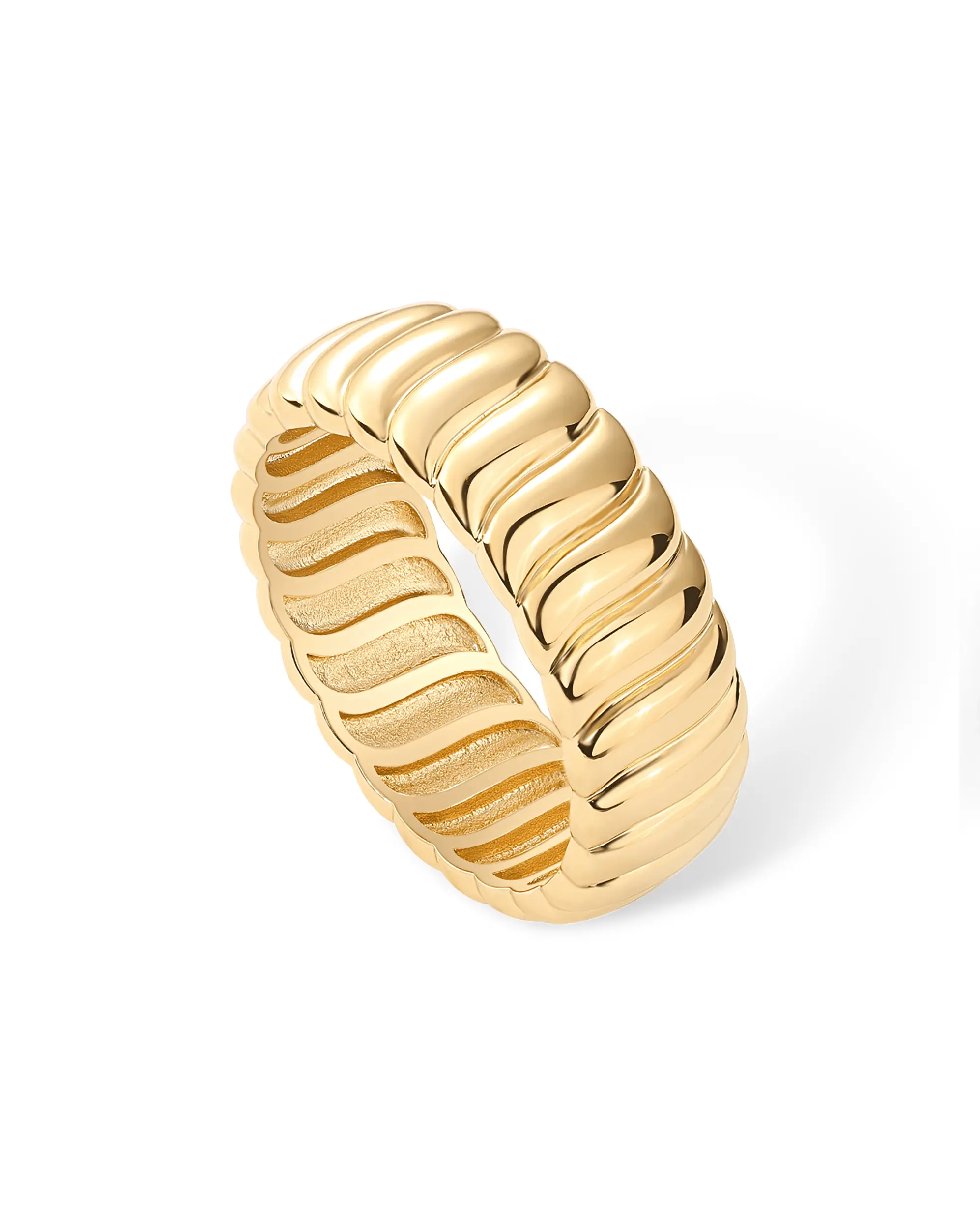 PAVOI 14K Gold Plated Chunky Statement Ring - Chunky Stackable Wide Band for Women PAVOI 14K Gold Plated Chunky Statement Ring - Chunky Stackable Wide Band for Women