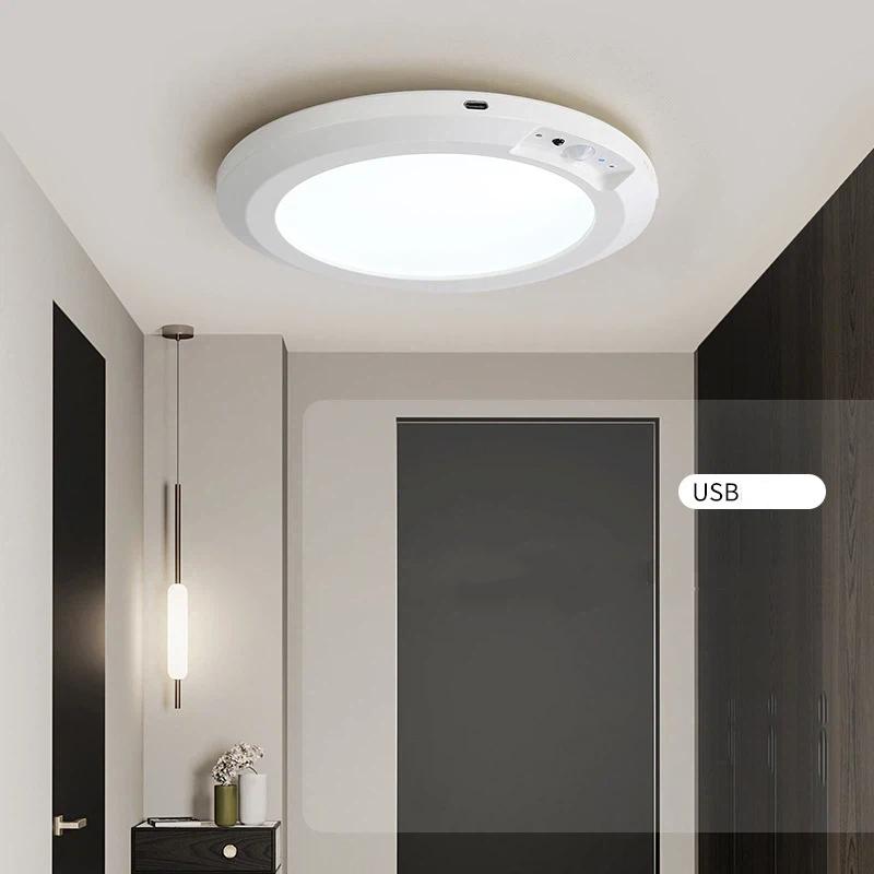 2-Pack Ceiling Light Rechargeable Motion Sensor Remote Wireless Battery Powered Pantry Garage Easy to Install Suitable for Various Scenarios Patio / Battery Operated Magnetic Light for Closet Shower Shed Hallway Porch Stairs(3 Color Temperatures)