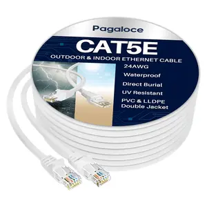 Cat5e Ethernet Cable 10FT, High Speed Patch Internet Cord with Standard RJ45 Connector, White Snagless Cat 5e UTP Network LAN Wire for PC Router Modem TV PoE PS5 Indoor & Outdoor