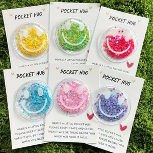 6pcs Colorful Glitter Cards, Suitable for Pocket Hug Cards, Greeting Card, Ideal for Birthdays, Valentine's Day, Weddings, and Encouragement Gifts