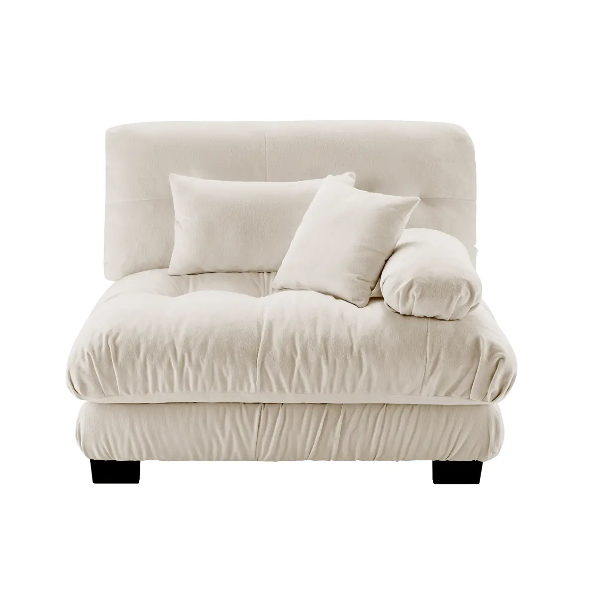 47.3*36.3*36.3 Inch Light Coffee Chenille Fabric Single Sofa with 2 Pillows, Solid Wood Frame Modular Armless Sofa Unit, High Density Sponge Padded Flexible Combination Leisure Sofa Easy Assembly