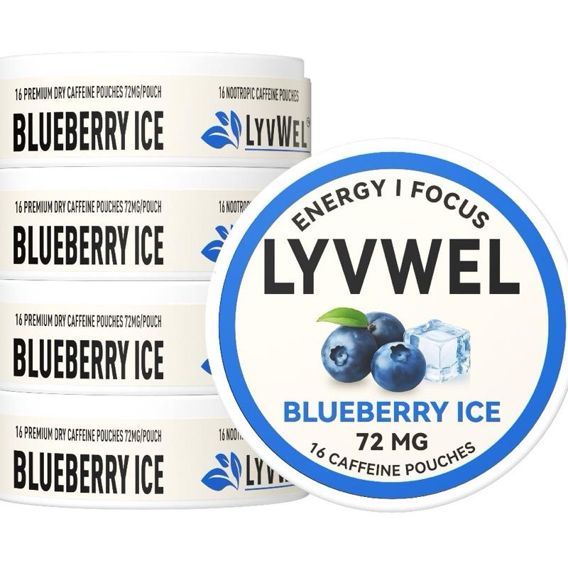 LyvWel 72mg Caffeine Pouches 5-pack Variety or solid flavors 1152mg per can Lip pillows No Sugar, Energy Decky Boost Upper Decker blueberry ice, Pineapple, Cherry, Red gummy bear, Watermelon, Peach tea, Spearmint, Wintergreen, Mango crush, Pink lemonade