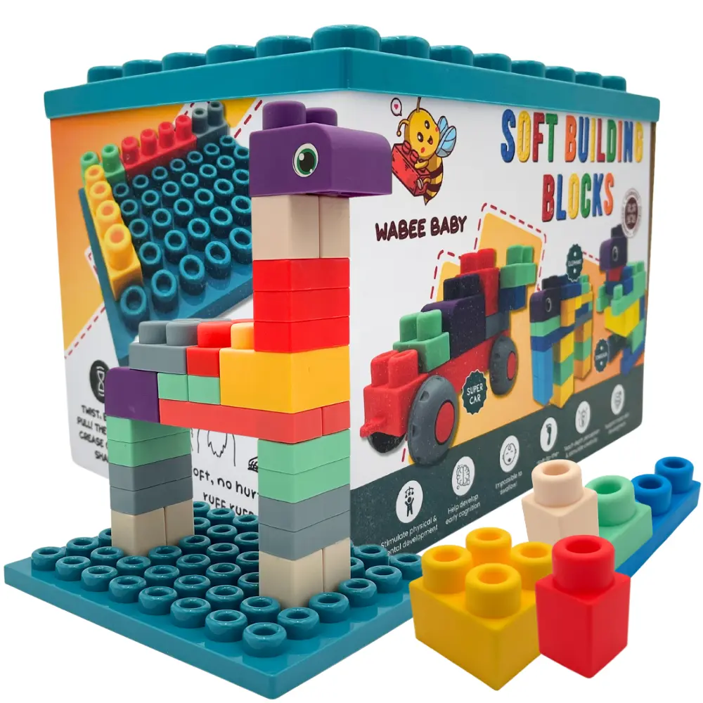 Big Soft Baby Blocks 40-Piece Toddler Building Toys with Baseboard and Booklet