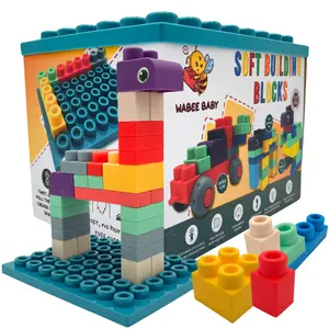 Big Soft Baby Blocks 40-Piece Toddler Building Toys with Baseboard and Booklet