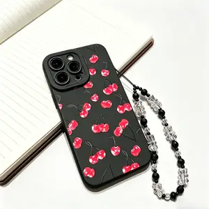 Cherry Pattern Phone Case with Lanyard, Fashion Phone Protective Case, Phone Accessories Compatible with iPhone  17/16/15/14/13/12/11 Series (Pro, Pro Max & Standard)