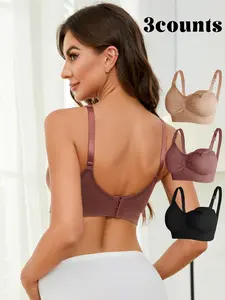 Women's Maternity Nursing Bra Set, Front Button Design, Comfortable Breastfeeding Support, Casual Style, All Season Wear, Maternity Bras