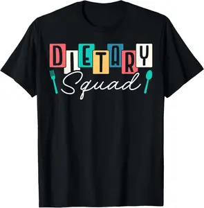 100% Cotton Fashion Garment Dietary Squad Dietary Worker T-ShirtMen and women, Black T-shirt