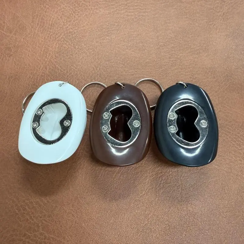 2026 New Western-Style Cowboy Hat Form Keychain Set - 2-Piece Texas-Shape Bar Bottle Openers, Durable Bar & Kitchen Utensil, 3 Color Options, Fun Statement Piece, Ideal Gift, Three Color Options