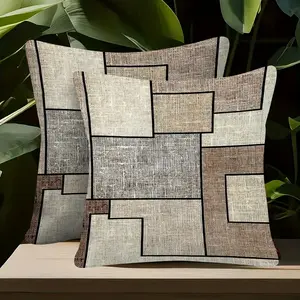 Modern Geometric Print Pillow Covers, 2-Pack, Neutral, Nordic Style, 18x18 Inches, Washable, for Sofa Bedroom Balcony