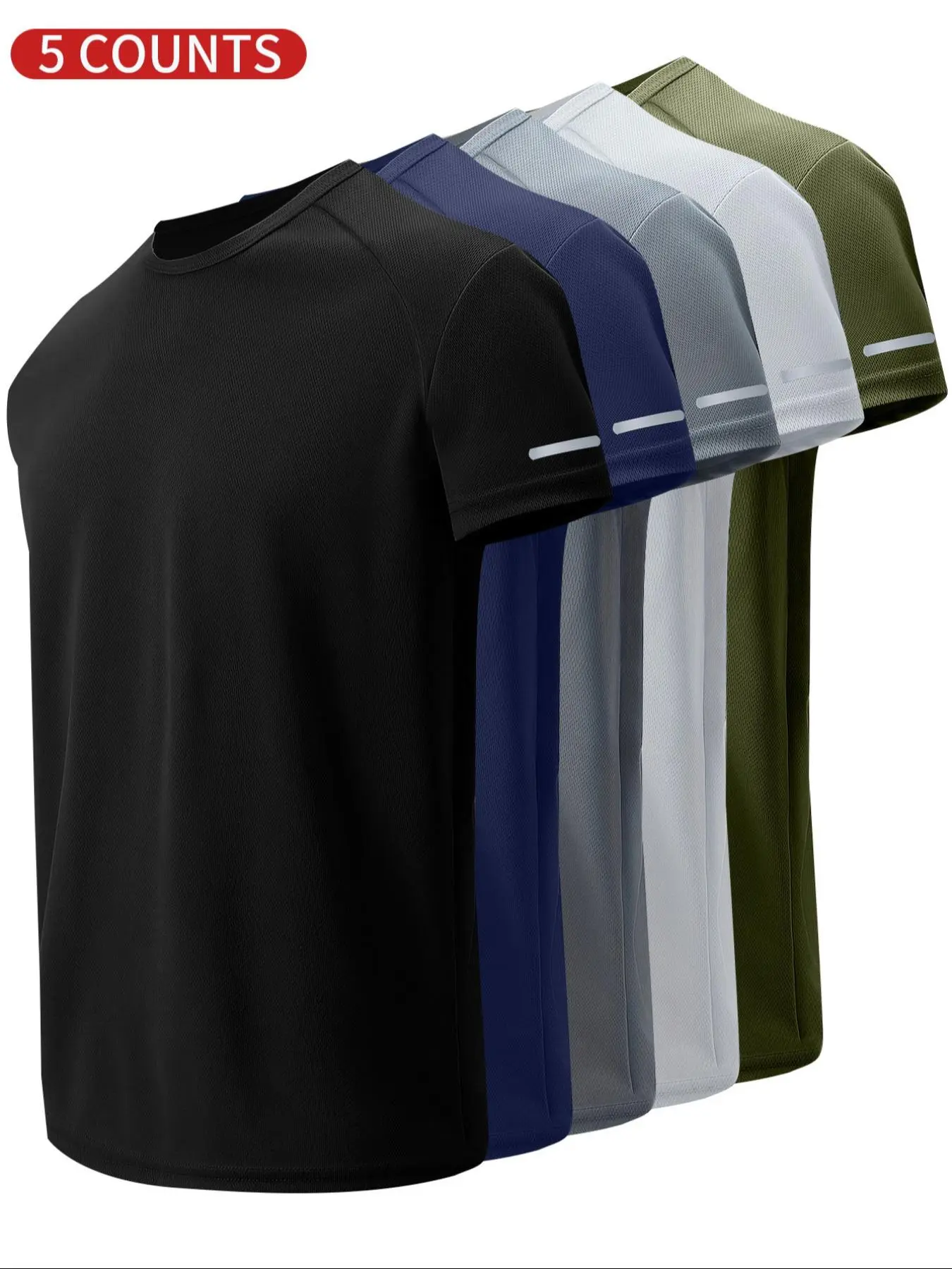 Men's Solid Short Sleeve Tee, Breathable Comfortable Round Neck T-shirt, Athletic T Shirt for Daily Wear, Casual Men's Top for All Seasons, Tropical, Activewear T Shirt