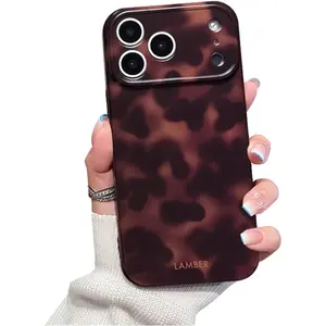 Cute Phone Case for iPhone 17 Pro Case Tortoise Shell Pattern Leopard Full Camera Protective Slim Shockproof Cool Trendy Aesthetic-Brown Amber