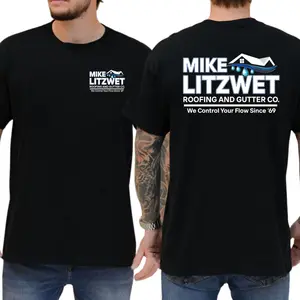 Mike Litzwet Roofing and Gutter Co. T-Shirt, Funny Pun Name Graphic Tee, Blue Collar Humor Apparel, Ironic Tshirt, Gen Z Humor Tee, Casual Menswear, For Men