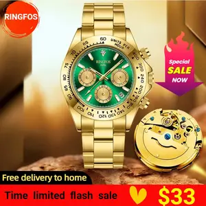 Men’s luxury dress wristwatch — business and stylish; Valentine’s Day gift; quartz watch; multifunction watch; chronograph watch; quartz movement; luminous date function; water-resistant design; boss watch; suitable for parties and everyday wear; birthday