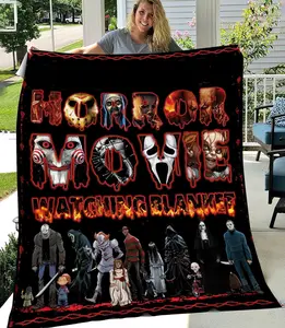 Horror Movie Watching Blanket, Halloween Blanket Gift, Movie Blanket, Horror Blanket Gifts for Halloween, Christmas Blankets Home Bedroom Decor